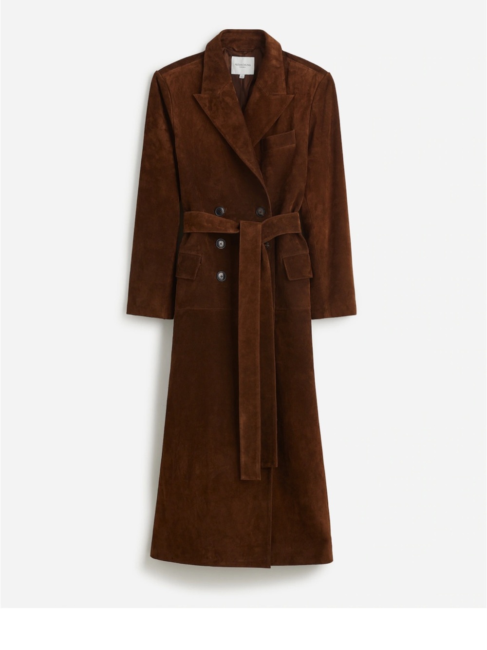 Madewell x Alexa Chung Long Brown Suede Belted Trench Coat - Women